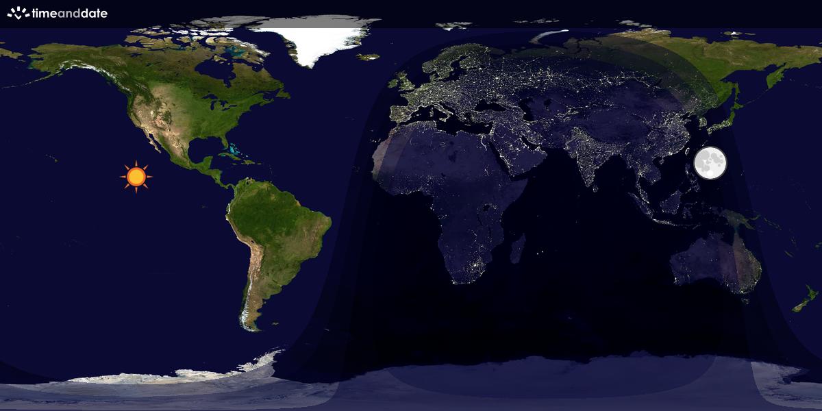 Verdenskart som viser dag og natt 