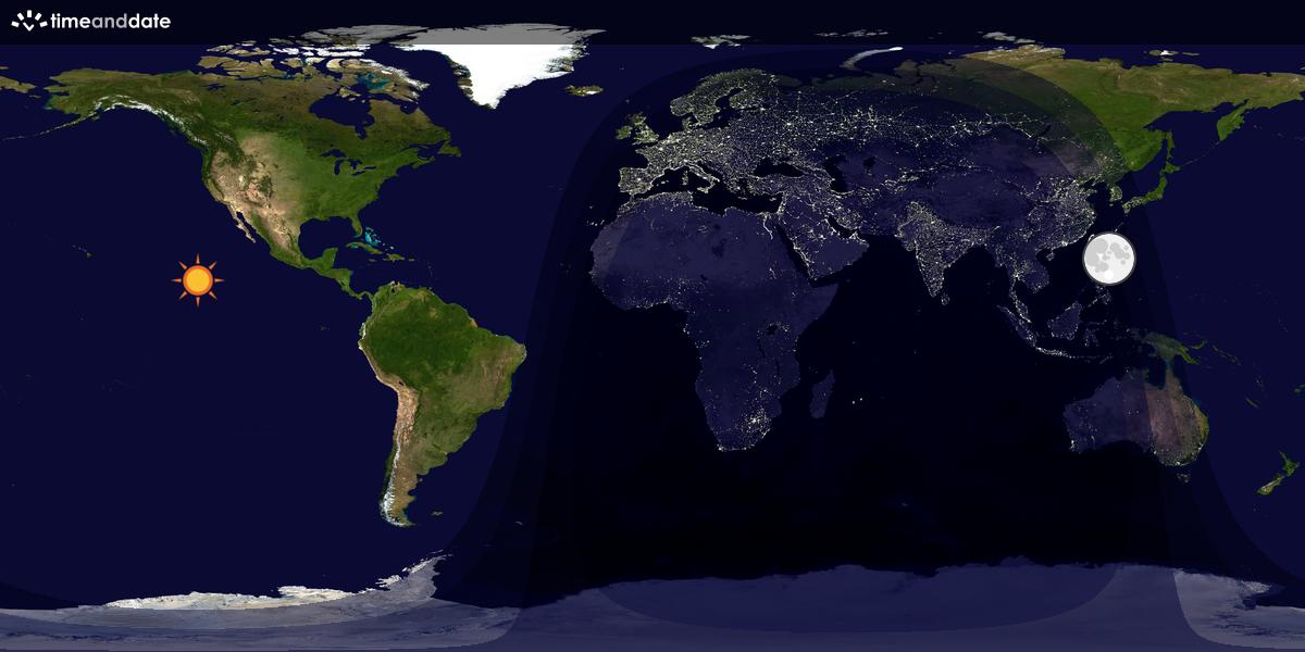Verdenskart som viser dag og natt 