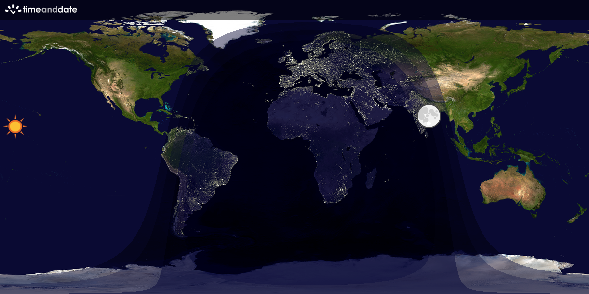 Verdenskart som viser dag og natt 