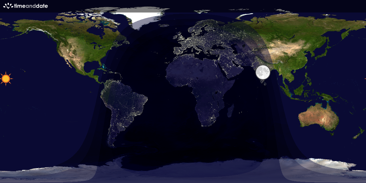 Verdenskart som viser dag og natt 