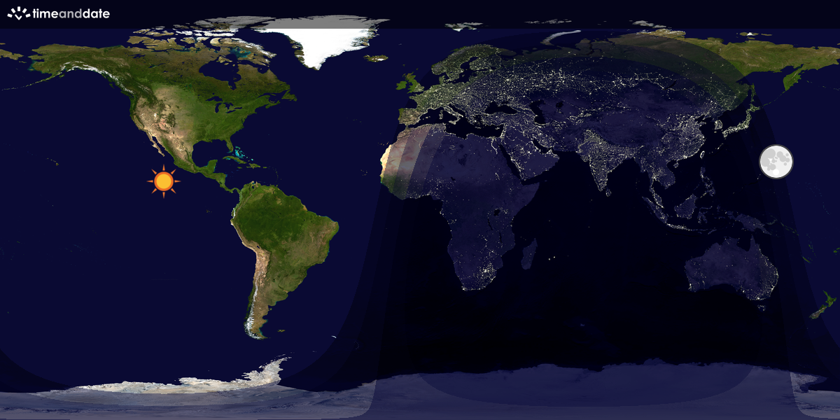Verdenskart som viser dag og natt 