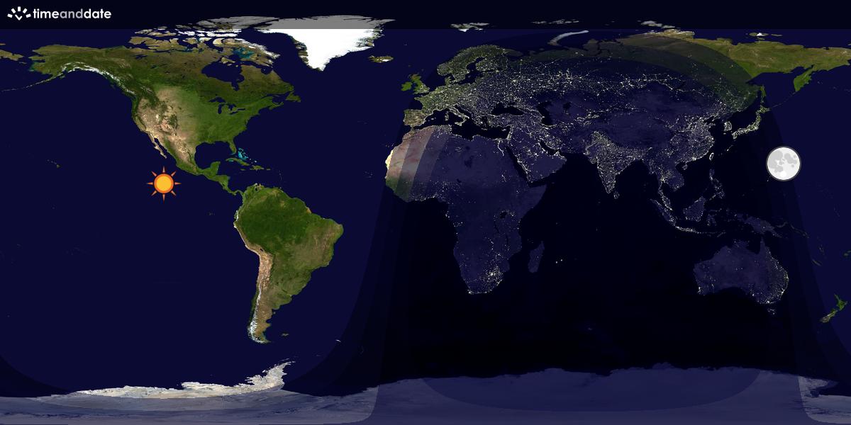 Verdenskart som viser dag og natt 