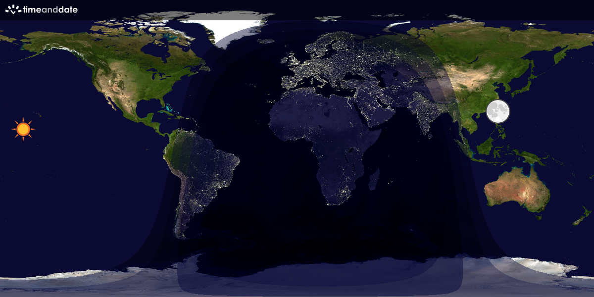 Verdenskart som viser dag og natt 