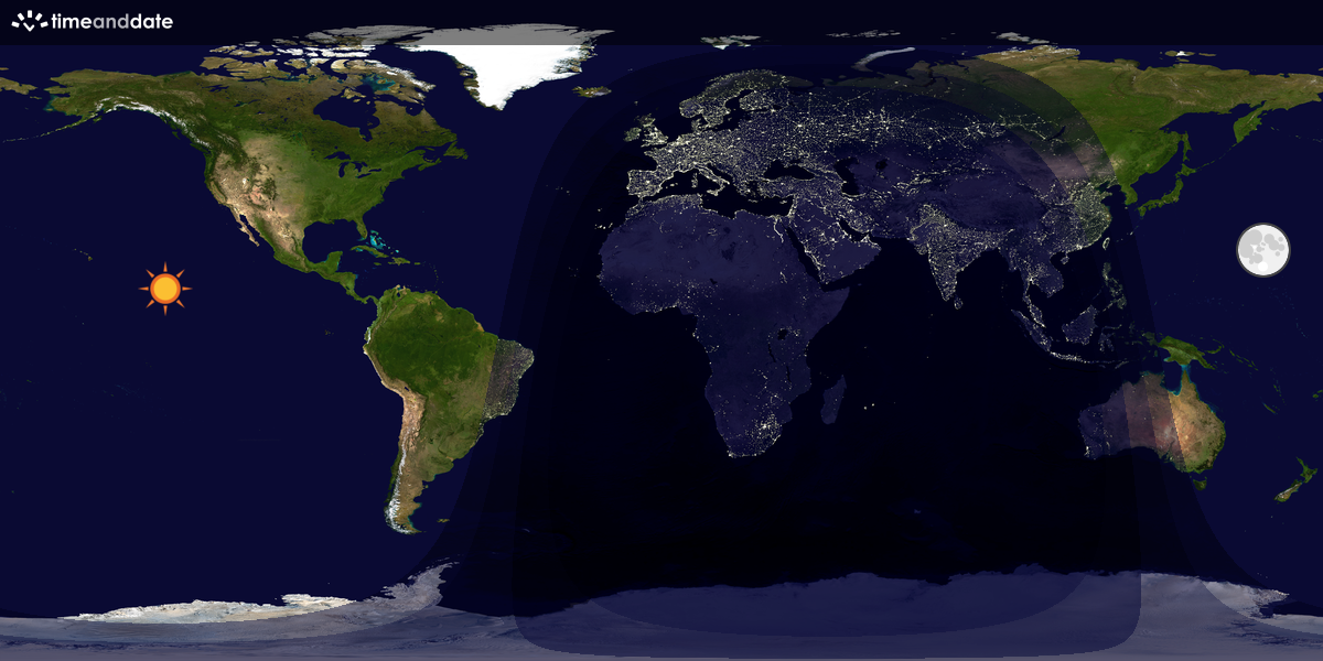 Verdenskart som viser dag og natt 