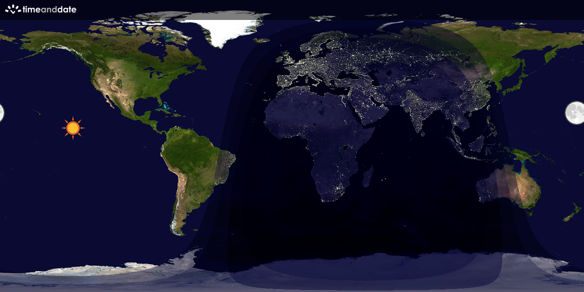 Verdenskart som viser dag og natt 