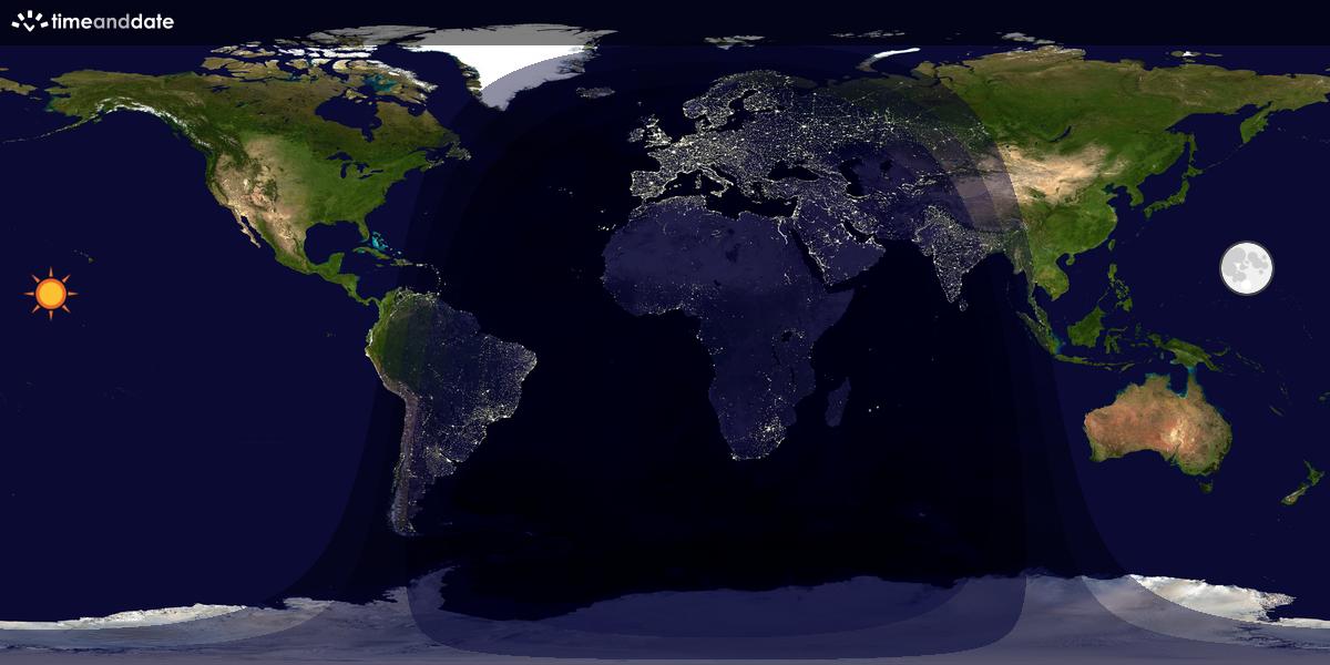 Verdenskart som viser dag og natt 