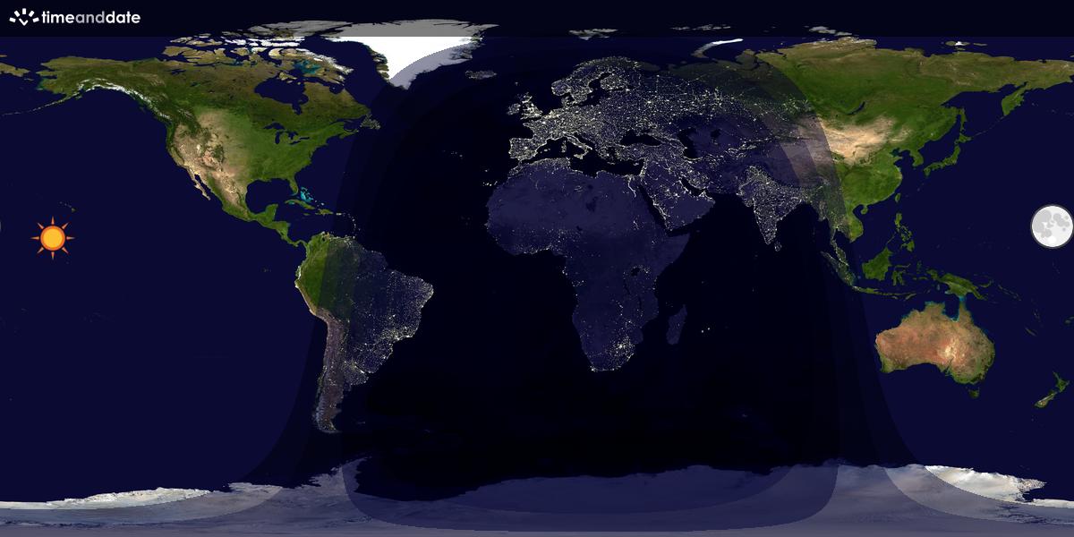 Verdenskart som viser dag og natt 