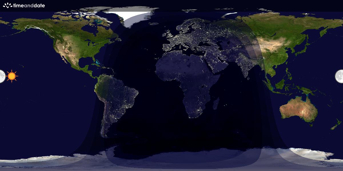 Verdenskart som viser dag og natt 
