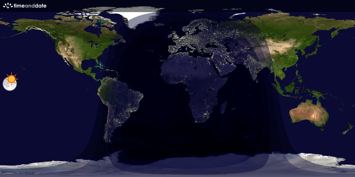 Verdenskart som viser dag og natt 