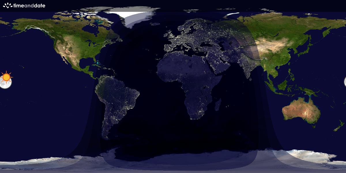 Verdenskart som viser dag og natt 