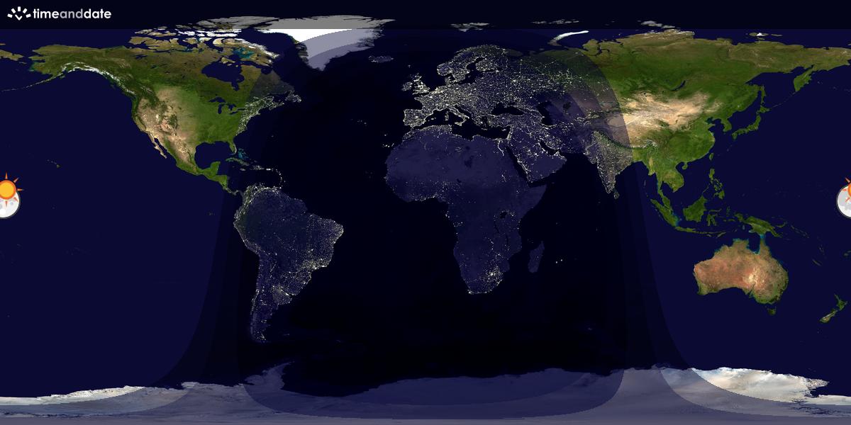 Verdenskart som viser dag og natt 