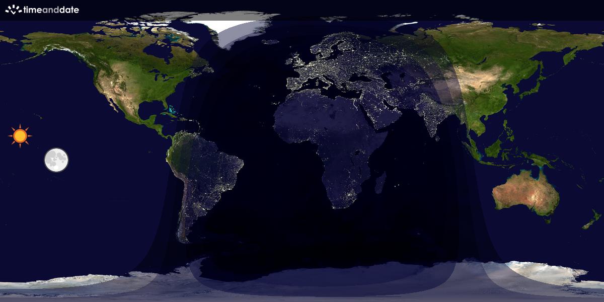 Verdenskart som viser dag og natt 
