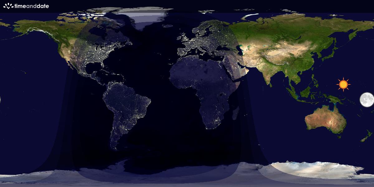 Verdenskart som viser dag og natt 