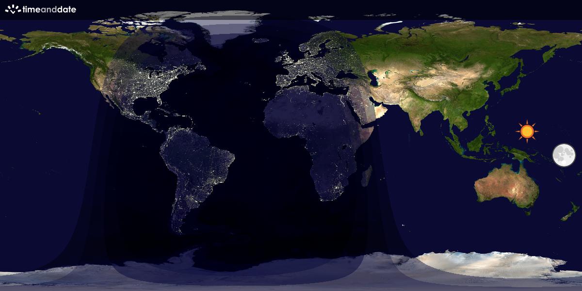 Verdenskart som viser dag og natt 