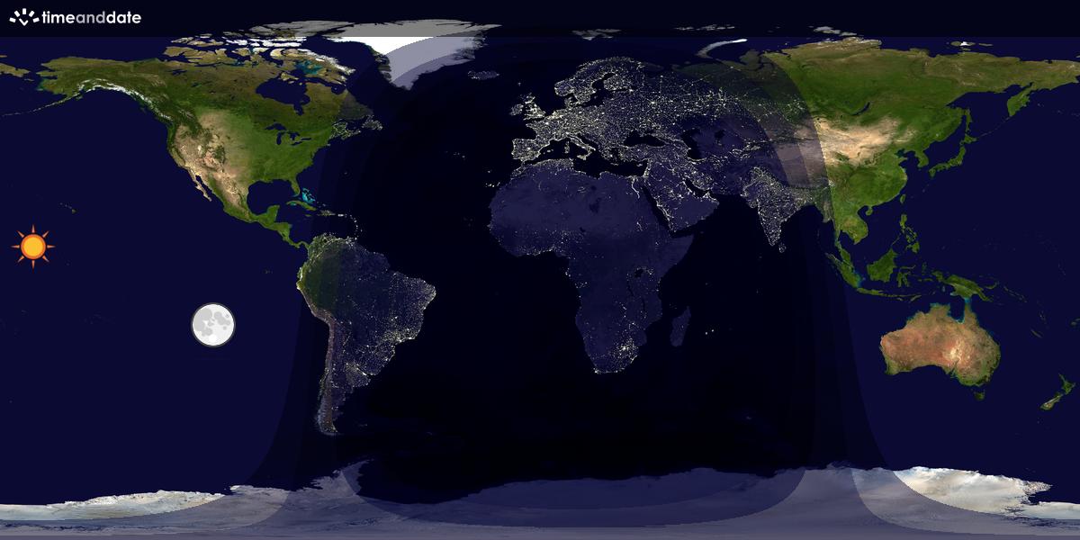 Verdenskart som viser dag og natt 