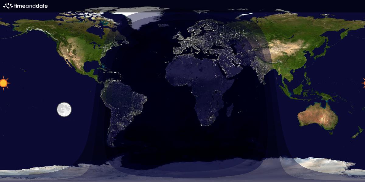 Verdenskart som viser dag og natt 