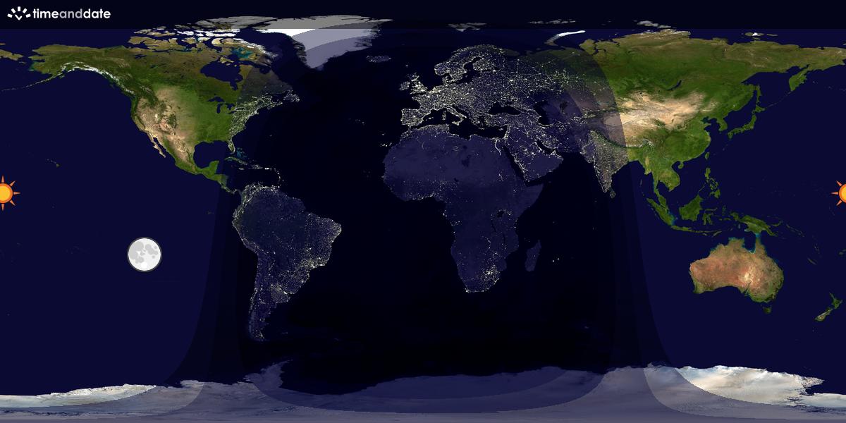 Verdenskart som viser dag og natt 