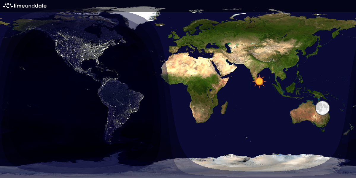 Verdenskart som viser dag og natt 