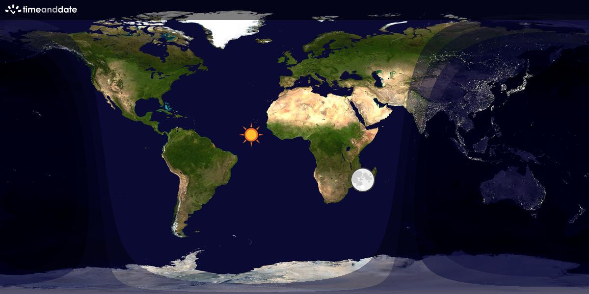 Verdenskart som viser dag og natt 