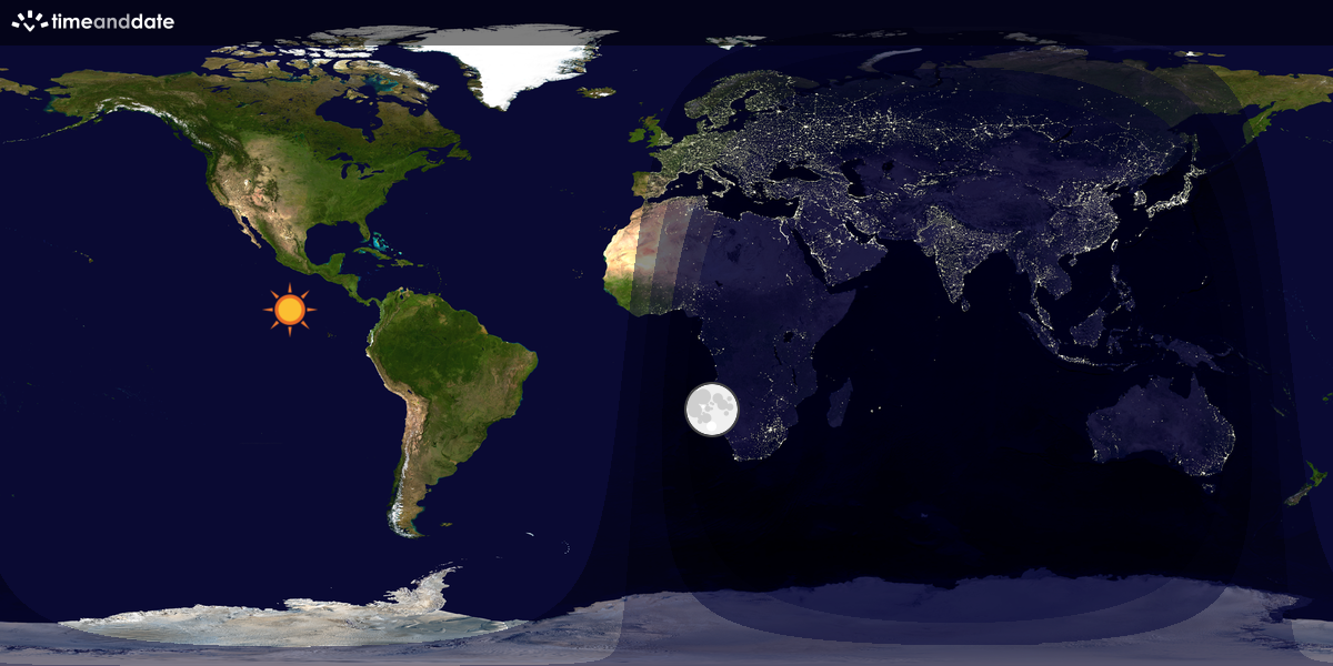 Verdenskart som viser dag og natt 
