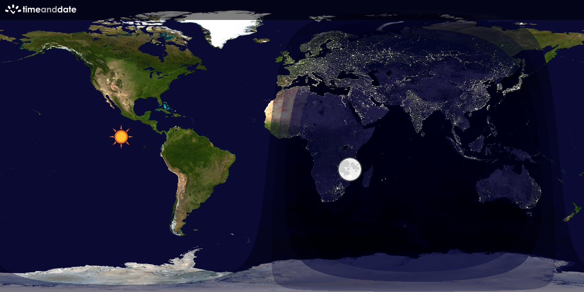 Verdenskart som viser dag og natt 