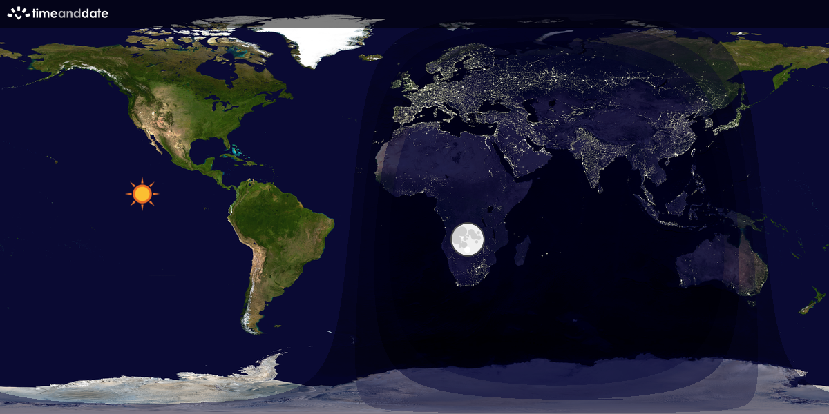 Verdenskart som viser dag og natt 
