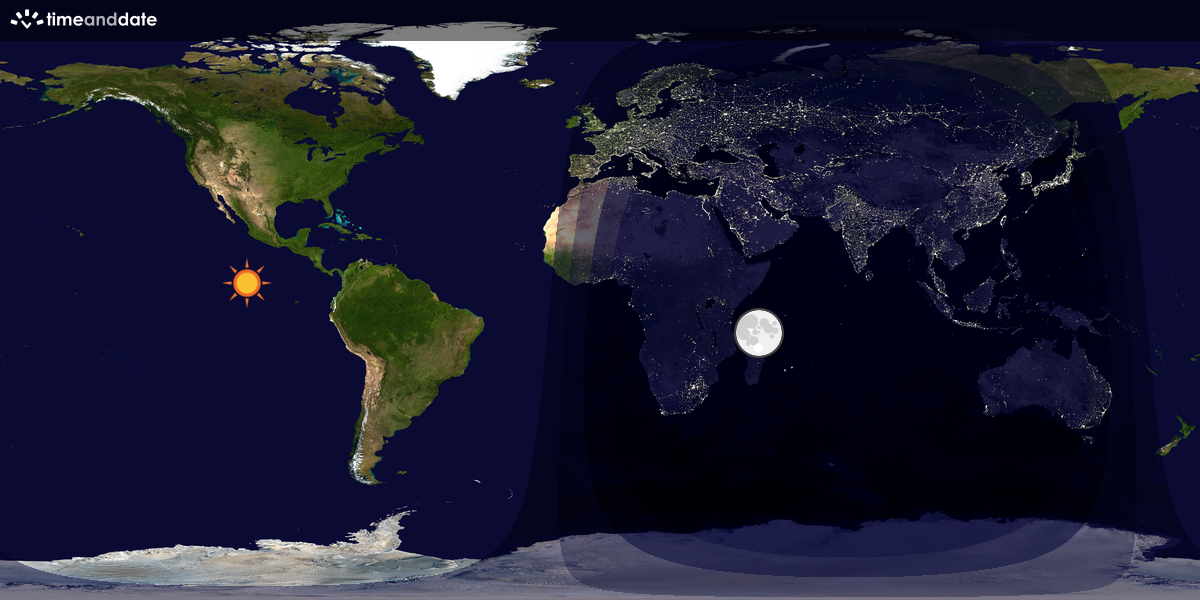 Verdenskart som viser dag og natt 