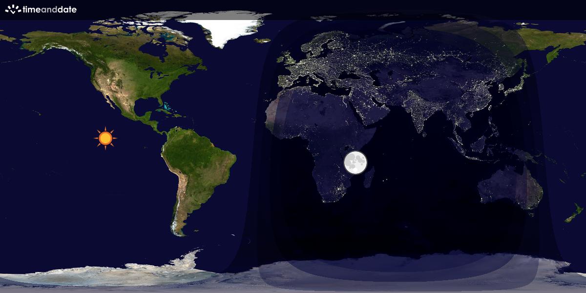 Verdenskart som viser dag og natt 