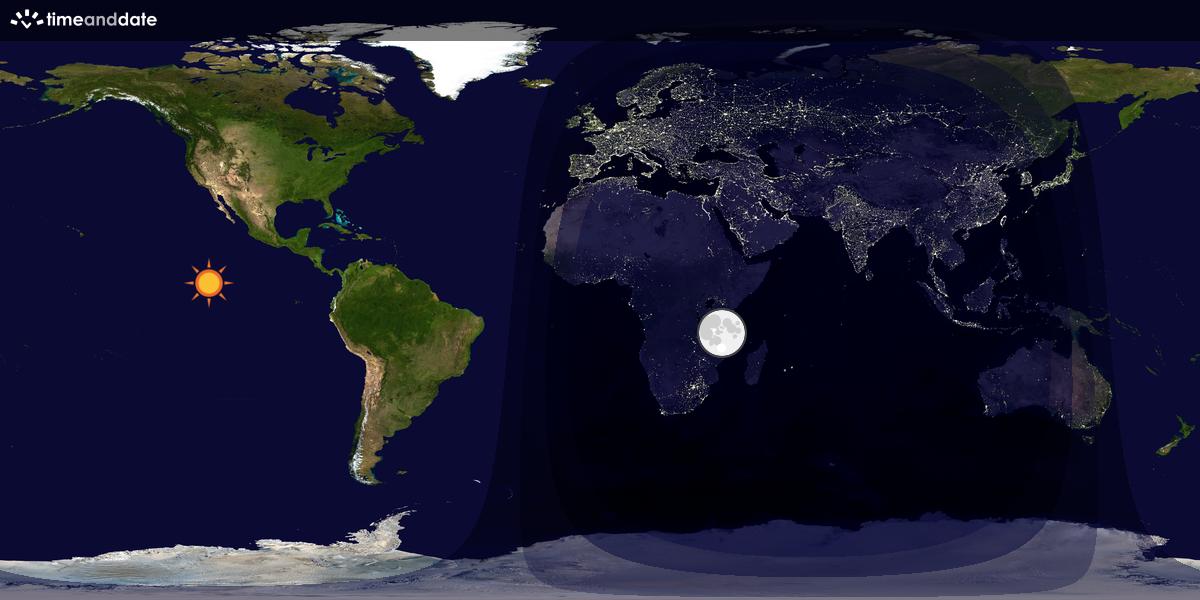 Verdenskart som viser dag og natt 