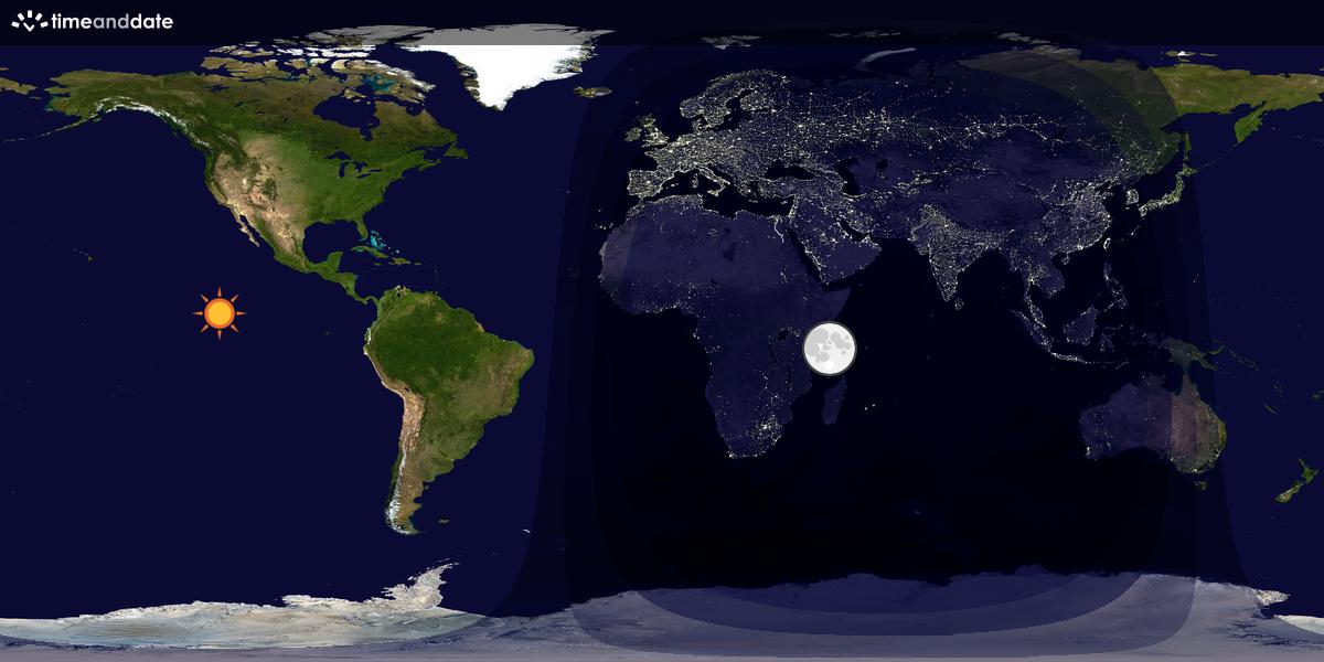 Verdenskart som viser dag og natt 