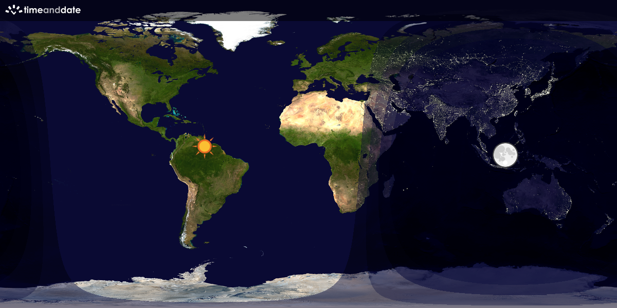 Verdenskart som viser dag og natt 