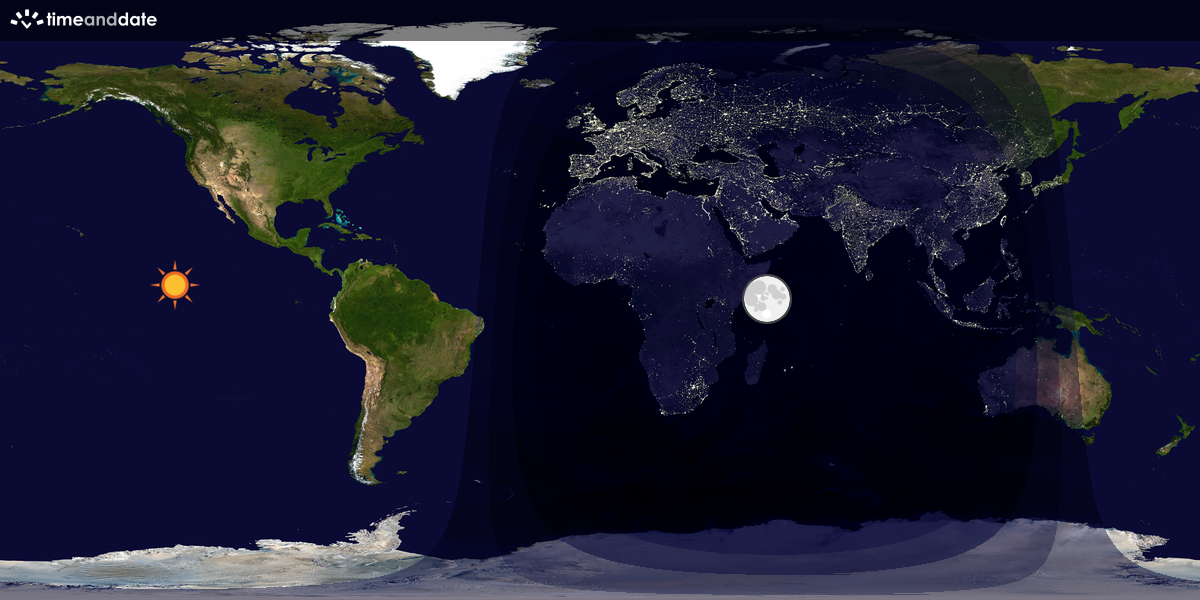 Verdenskart som viser dag og natt 