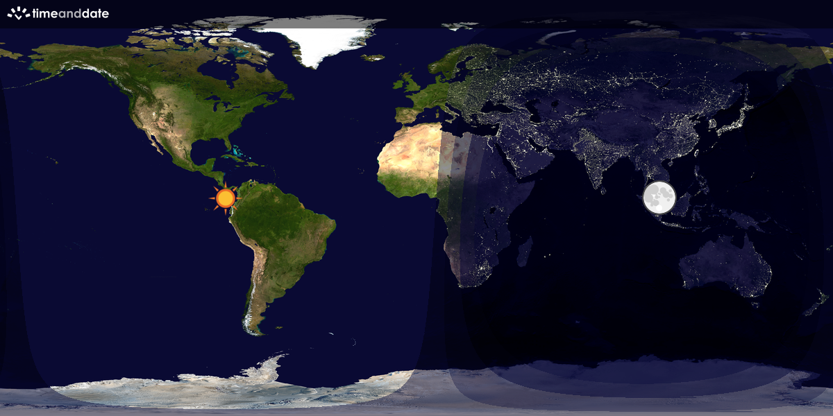 Verdenskart som viser dag og natt 