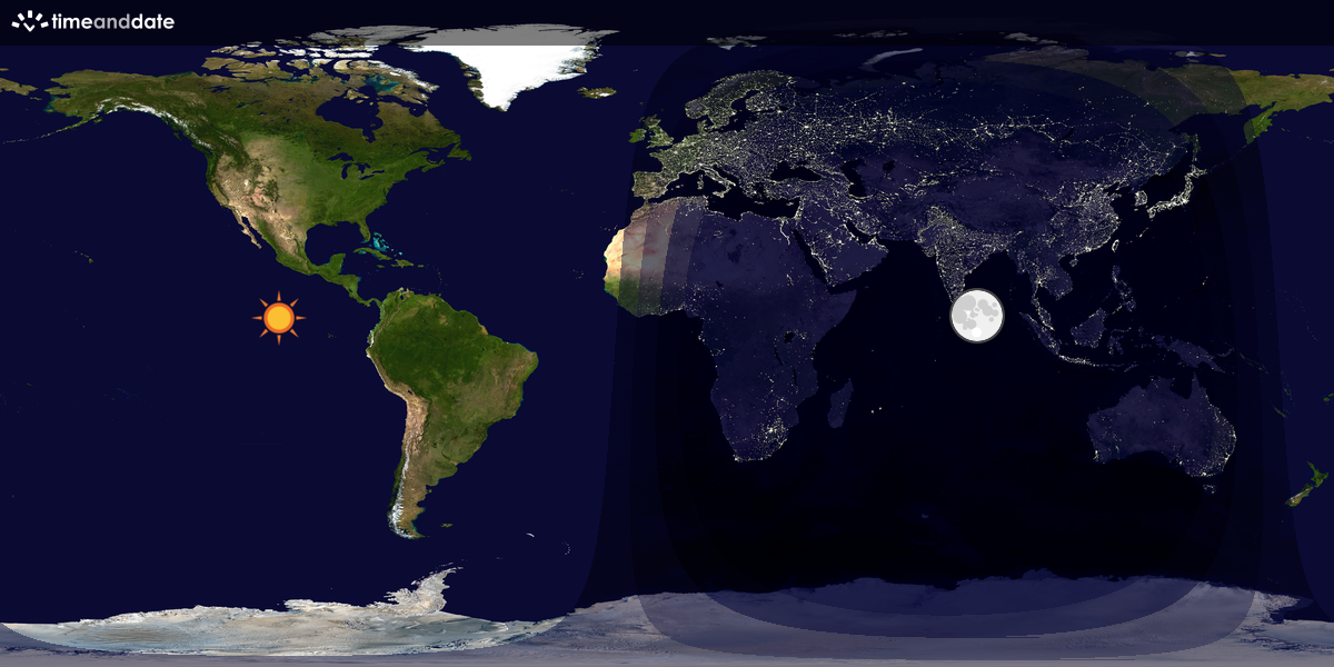 Verdenskart som viser dag og natt 