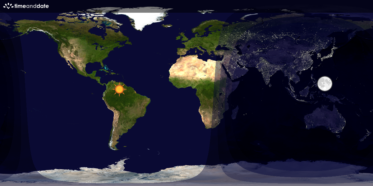 Verdenskart som viser dag og natt 