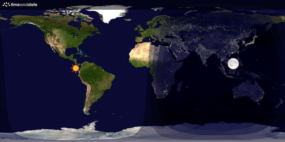 Verdenskart som viser dag og natt 