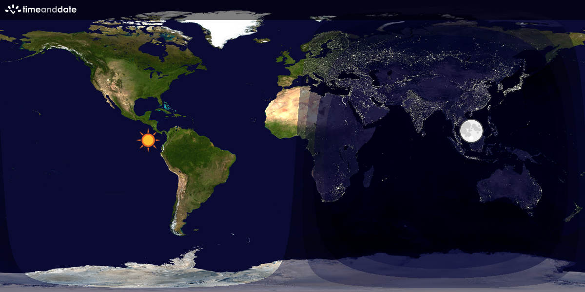 Verdenskart som viser dag og natt 