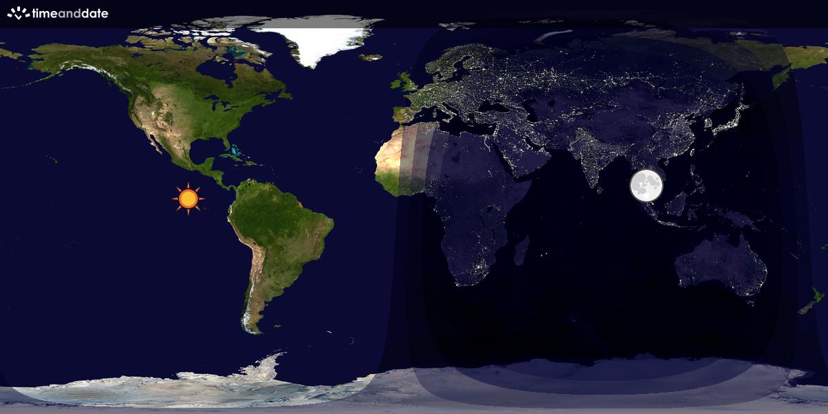 Verdenskart som viser dag og natt 