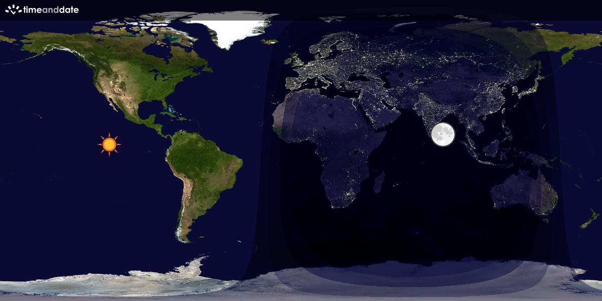 Verdenskart som viser dag og natt 