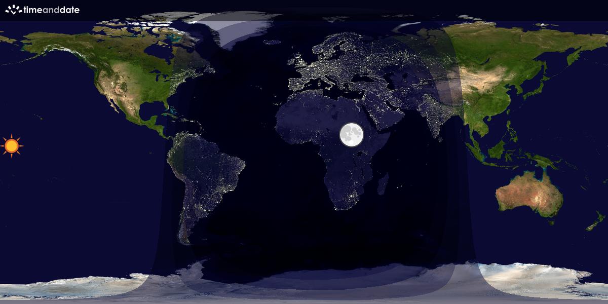 Verdenskart som viser dag og natt 