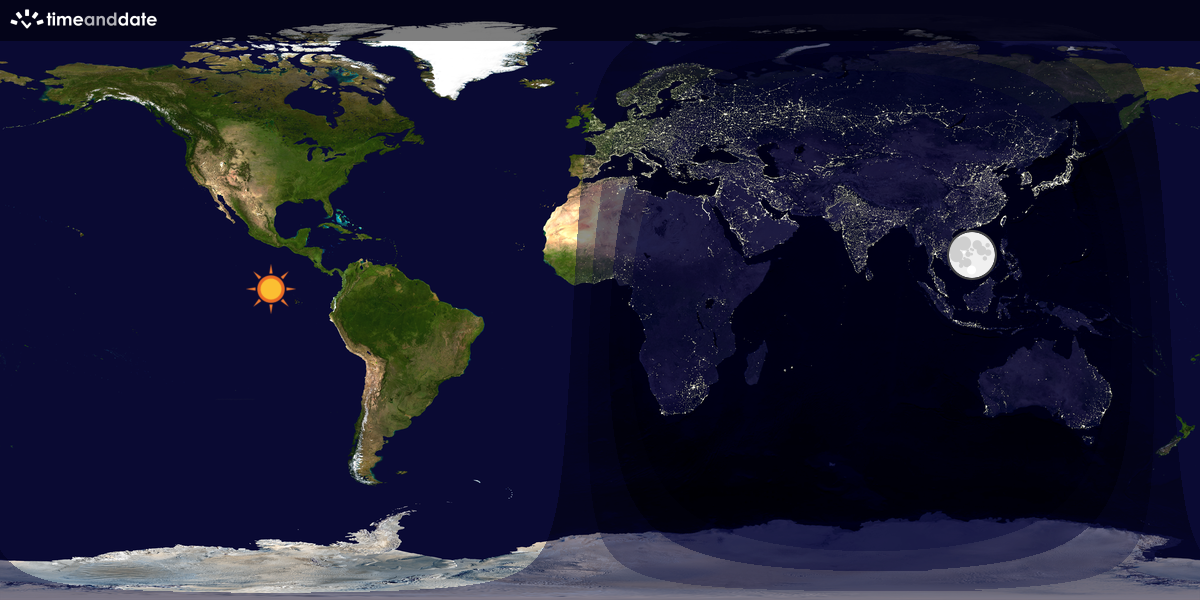 Verdenskart som viser dag og natt 
