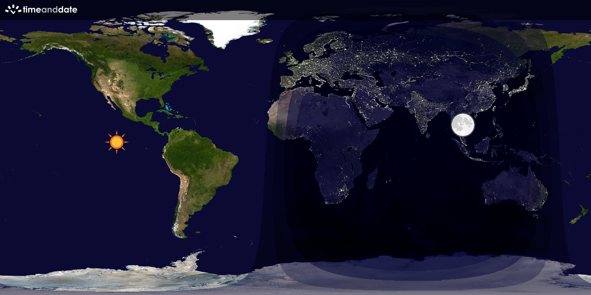 Verdenskart som viser dag og natt 