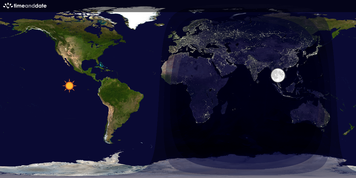 Verdenskart som viser dag og natt 