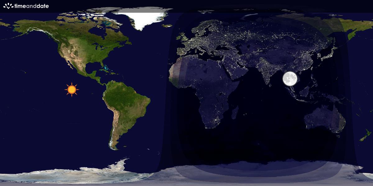 Verdenskart som viser dag og natt 