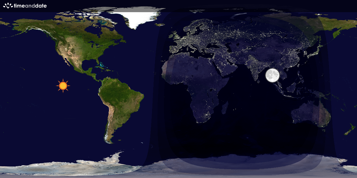 Verdenskart som viser dag og natt 