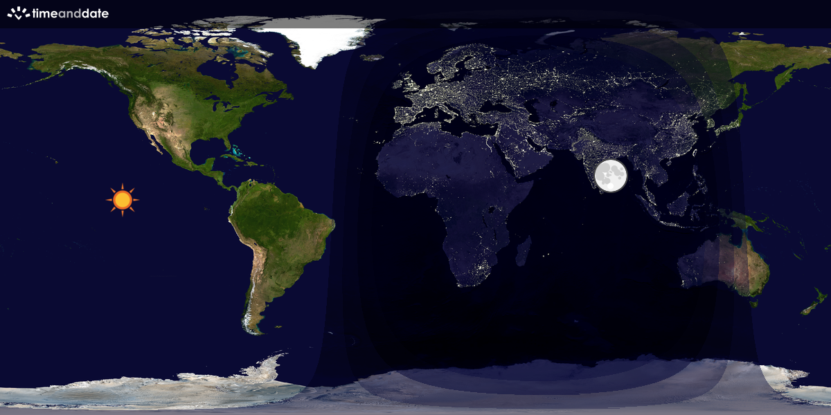 Verdenskart som viser dag og natt 