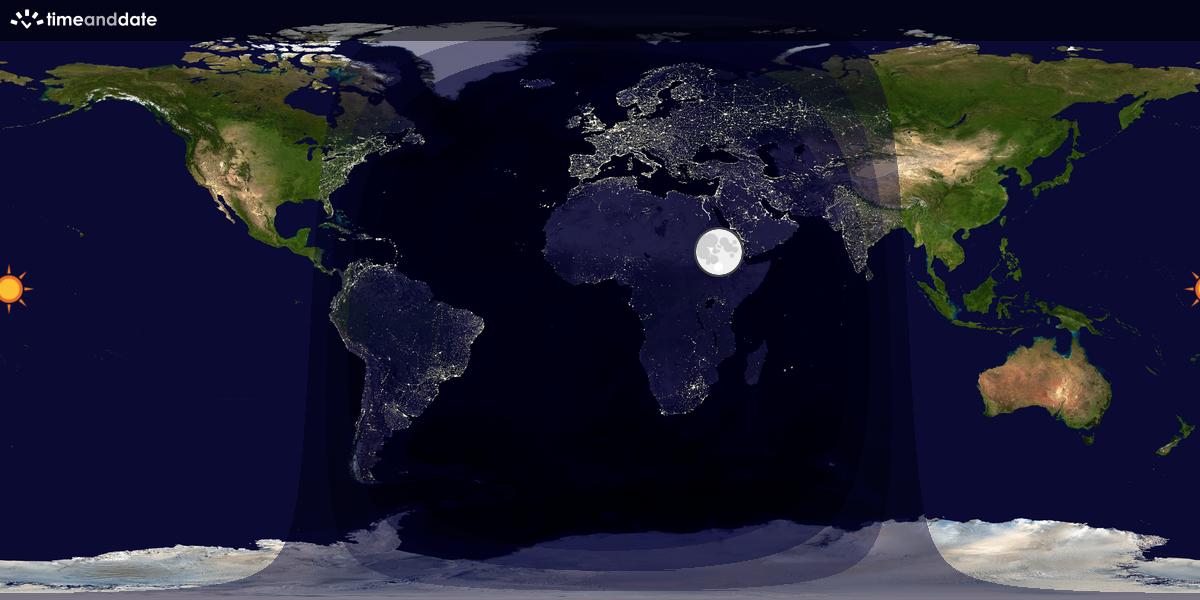 Verdenskart som viser dag og natt 