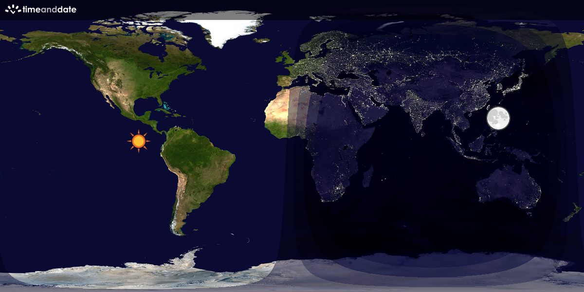 Verdenskart som viser dag og natt 