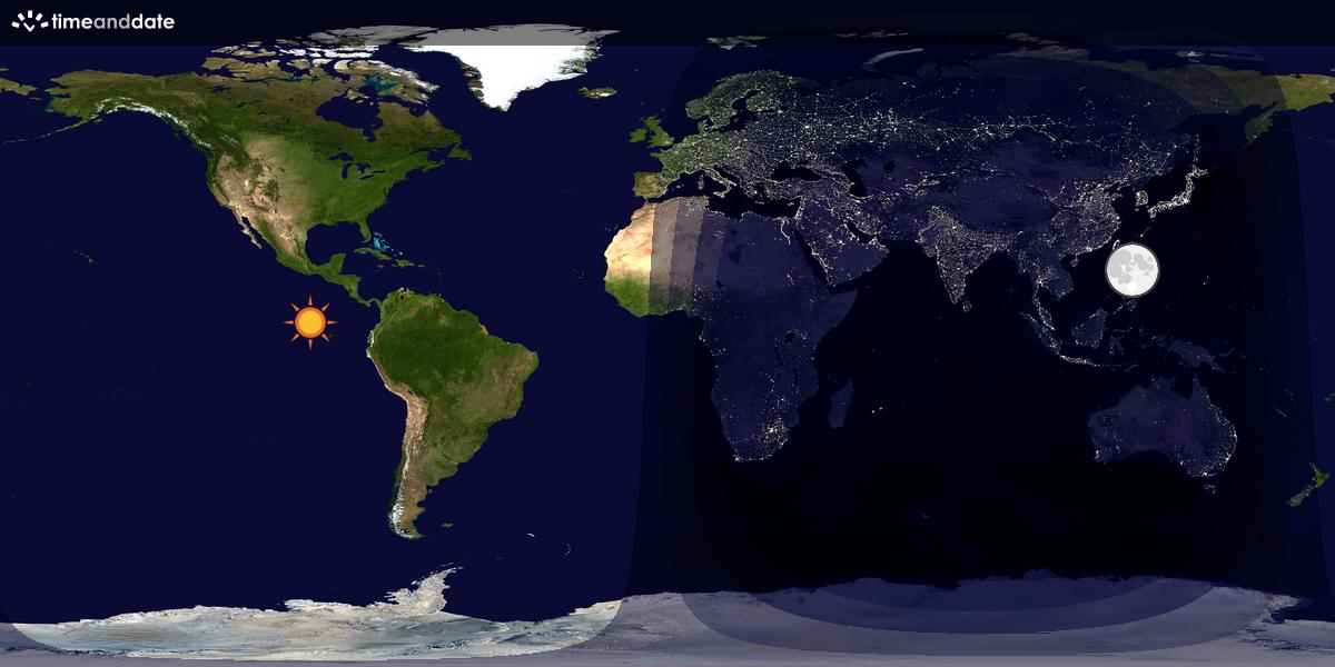 Verdenskart som viser dag og natt 
