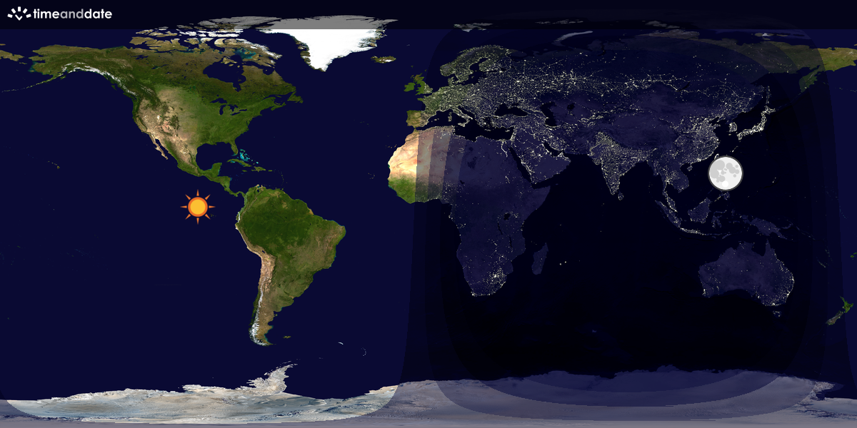 Verdenskart som viser dag og natt 